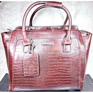 Cabrelli & Co Faux Leather Crocodile Embossed Rolling Tote Carry On Bag